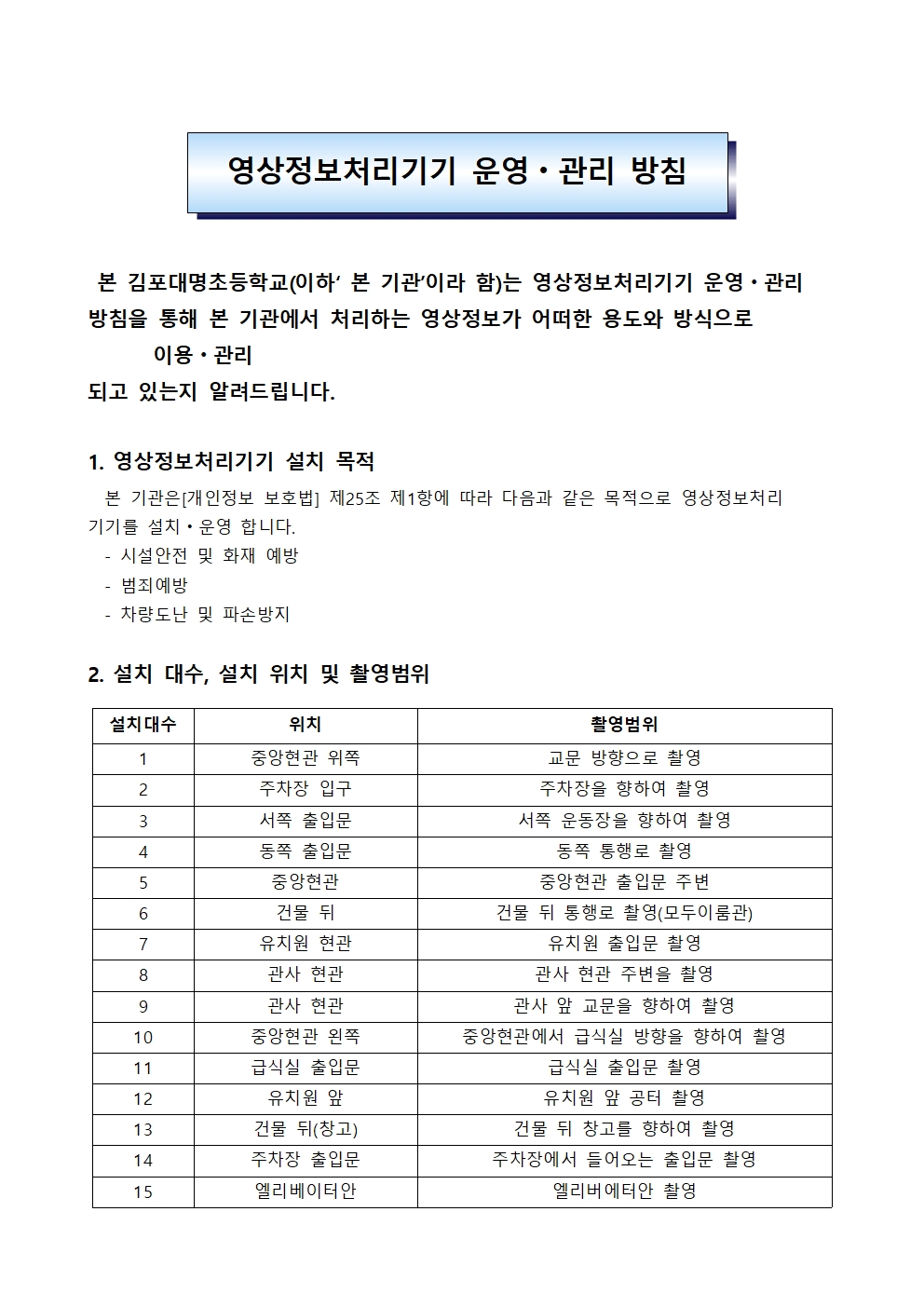 김포대명초등학교 영상정보처리기기 운영.관리 방침(2024. 11 개정)홈피용001